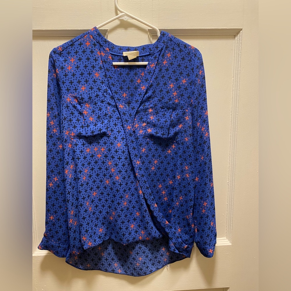 Blue and Black Star Patterned Women's Top